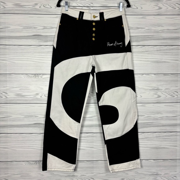 House of Sunny Across The Universe Patchwork Jessie Jeans Black/White Size 4 - Picture 4 of 11